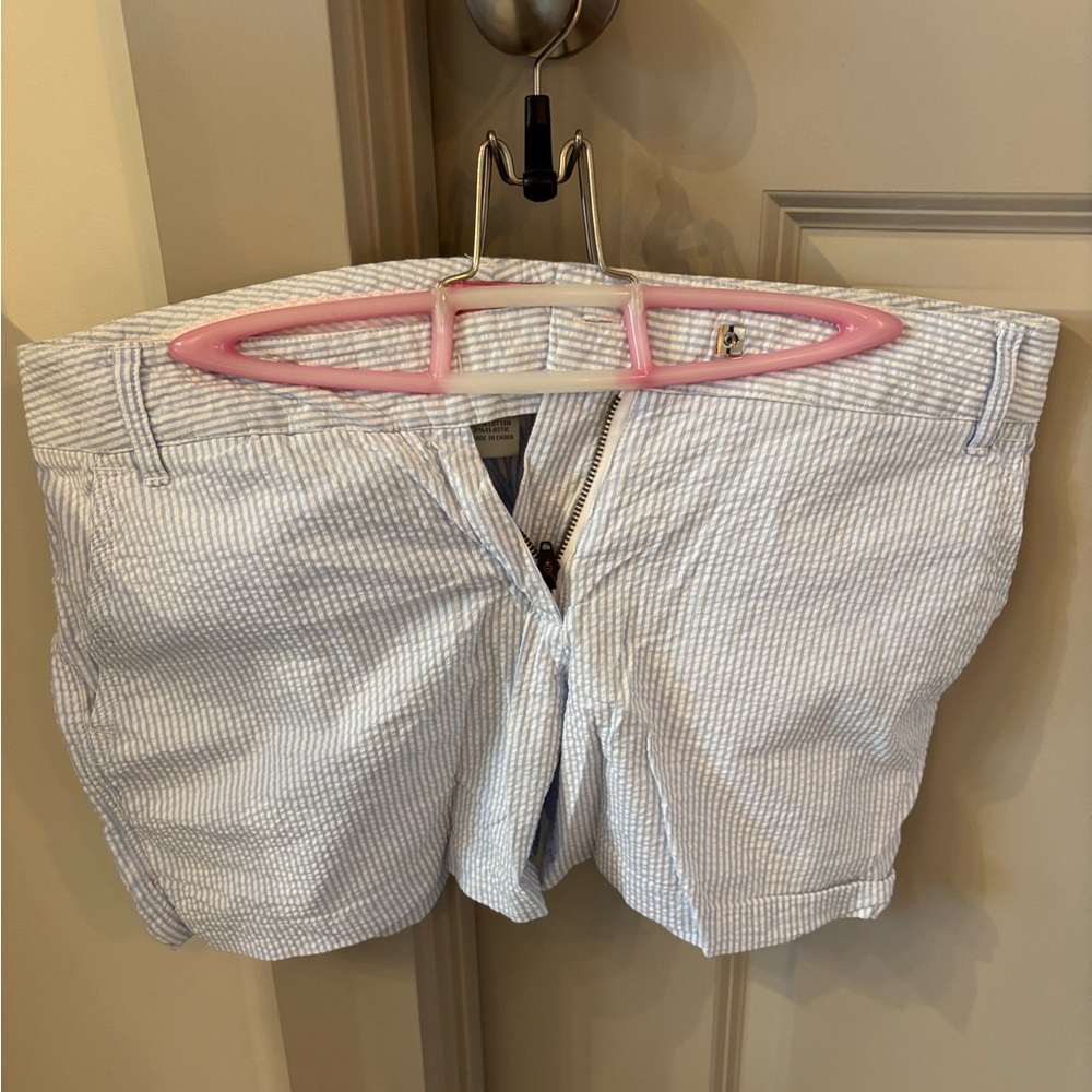 Castaway Seersucker Striped White and Blue Shorts